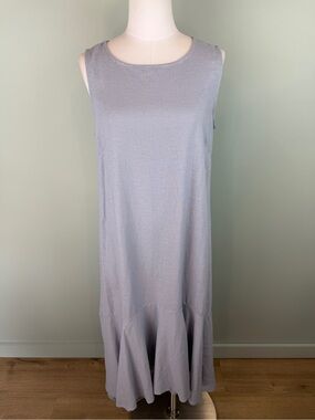 Cynthia Rowley gray/blue Linen Blend A-line relaxed maxi dress Coastal Small